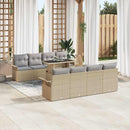 Havesofa Sæt med pude 9 pcs Beige polyrattan
