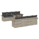 Havesofa Sæt med pude 9 pcs Lysegrå polyrattan