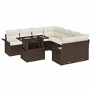 Havesofa Sæt med pude 9 pcs Brun Poly rattan