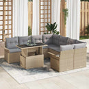 Havesofa Sæt med pude 9 pcs Beige Poly rattan