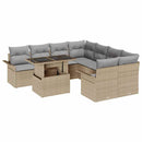 Havesofa Sæt med pude 9 pcs Beige Poly rattan