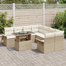 Havesofa Sæt med pude 9 pcs Beige Poly rattan
