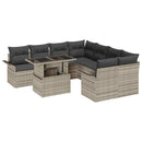 Havesofa Sæt med pude 9 pcs Lysegrå polyrattan