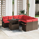 Havesofa Sæt med pude 9 pcs Brun Poly rattan