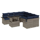 Havesofa Sæt med pude 9 pcs Grå Poly rattan
