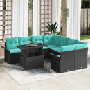 Havesofa Sæt med pude 9 pcs Sort Poly rattan