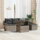 Havesofa Sæt med pude 6 pcs Grå polyrattan