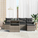 Havesofa Sæt med pude 6 pcs Grå polyrattan