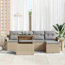 Havesofa Sæt med pude 6 pcs Beige polyrattan