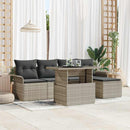 Havesofa Sæt med pude 6 pcs Lysegrå Poly rattan