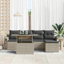 Havesofa Sæt med pude 6 pcs Lysegrå Poly rattan