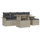 Havesofa Sæt med pude 6 pcs Lysegrå Poly rattan