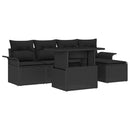 Havesofa Sæt med pude 6 pcs Sort polyrattan