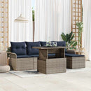 Havesofa Sæt med pude 6 pcs Grå polyrattan
