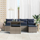 Havesofa Sæt med pude 6 pcs Grå polyrattan