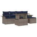 Havesofa Sæt med pude 6 pcs Grå polyrattan