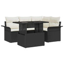 Havesofa Sæt 5 stk. Sort polyrattan