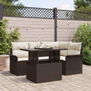 Havesofa Sæt med pude 5 pcs Brun Poly rattan