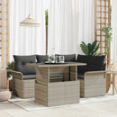 Havesofa Sæt med pude 5 pcs Lysegrå Poly rattan