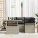 Havesofa Sæt med pude 5 pcs Lysegrå Poly rattan