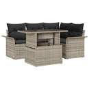 Havesofa Sæt med pude 5 pcs Lysegrå Poly rattan