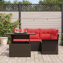 Havesofa Sæt med pude 5 pcs Brun polyrattan