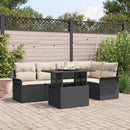 Havesofa Sæt 6 stk. Sort polyrattan