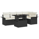 Havesofa Sæt 6 stk. Sort polyrattan