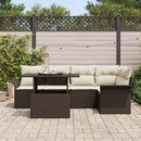 Havesofa Sæt med pude 6 pcs Brun polyrattan