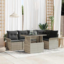 Havesofa Sæt med pude 6 pcs Lysegrå polyrattan