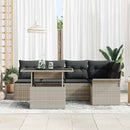Havesofa Sæt med pude 6 pcs Lysegrå polyrattan