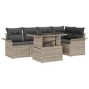 Havesofa Sæt med pude 6 pcs Lysegrå polyrattan