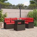 Havesofa Sæt med pude 6 pcs Brun Poly rattan