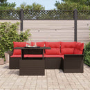 Havesofa Sæt med pude 6 pcs Brun Poly rattan