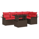 Havesofa Sæt med pude 6 pcs Brun Poly rattan