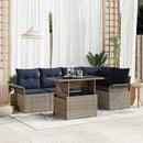 Havesofa Sæt med pude 6 pcs Grå Poly rattan