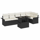 Havesofa Sæt med pude 7 pcs Sort Poly rattan