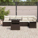 Havesofa Sæt med pude 7 pcs Brun Poly rattan