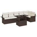 Havesofa Sæt med pude 7 pcs Brun Poly rattan