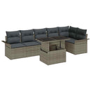 Havesofa Sæt med pude 7 pcs Grå Poly rattan