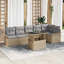 Havesofa Sæt med pude 7 pcs Beige polyrattan