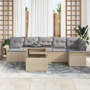 Havesofa Sæt med pude 7 pcs Beige polyrattan