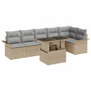 Havesofa Sæt med pude 7 pcs Beige polyrattan