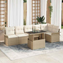 Havesofa Sæt med pude 7 pcs Beige Poly rattan