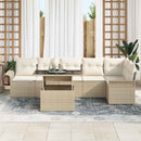 Havesofa Sæt med pude 7 pcs Beige Poly rattan