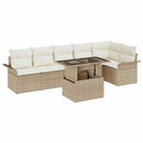 Havesofa Sæt med pude 7 pcs Beige Poly rattan