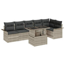 Havesofa Sæt med pude 7 pcs Lysegrå polyrattan