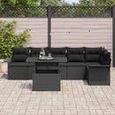 Havesofa Sæt med pude 7 pcs Sort Poly rattan