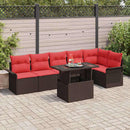 Havesofa Sæt med pude 7 pcs Brun Poly rattan