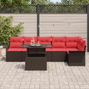 Havesofa Sæt med pude 7 pcs Brun Poly rattan
